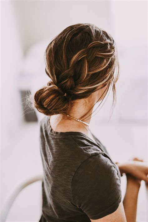 messy braid styles|elegant messy bun.